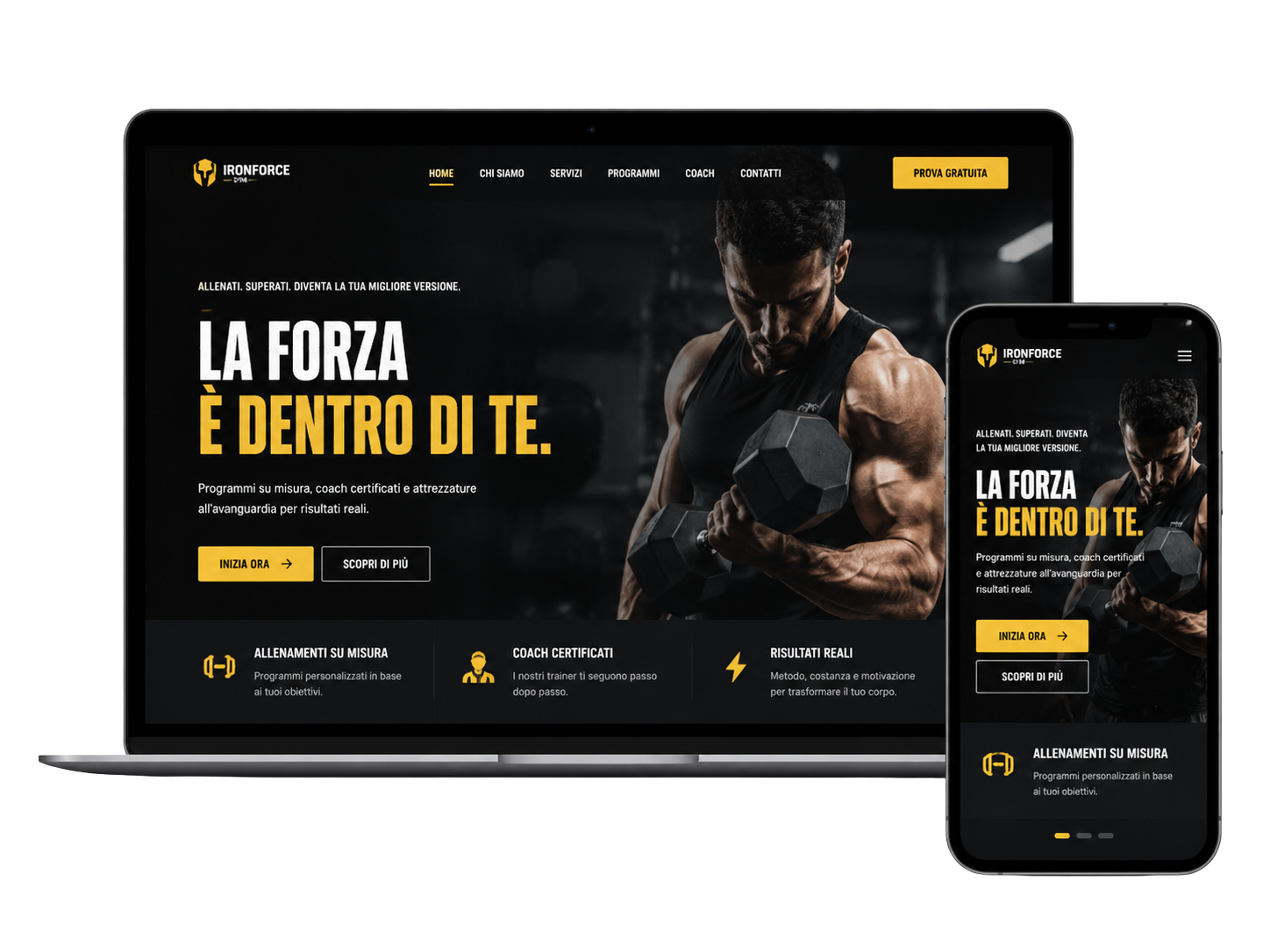 Esempio di sito per palestra