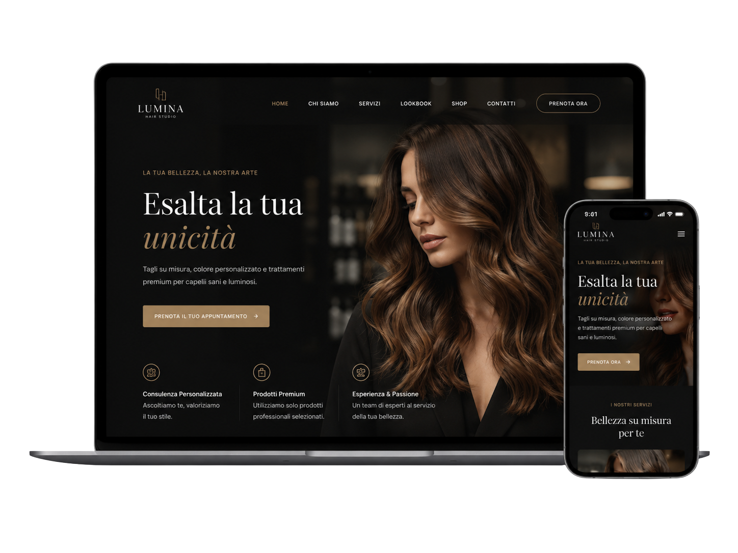 Esempio di sito per parrucchiere