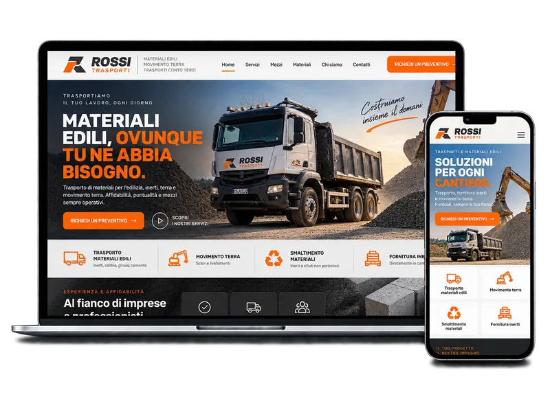 Concept web Trasporti e Materiali Edili: anteprima del sito