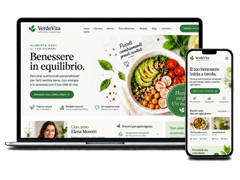 Concept web Nutrizionista: anteprima del sito