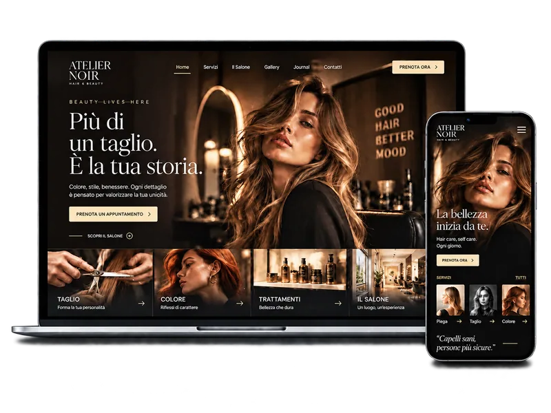 Concept web Parrucchiere: anteprima del sito